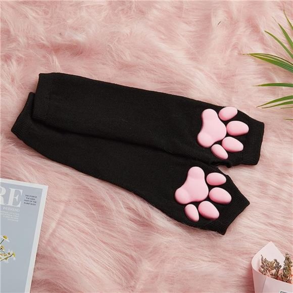 Cat Paw Mittens Gloves, Kawaii Cat Cosplay Kawaii Soft 3D Toes Beans Fingerless - Picture 6 of 6